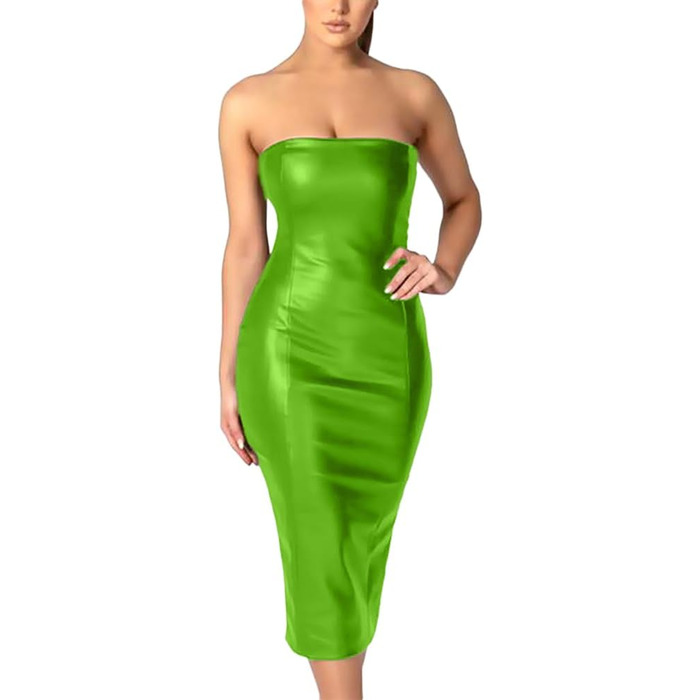 Сукня Onsoyours з еластичної шкіри, облягаюча, на тонких бретелях, міді, зелена (M)