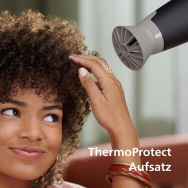 Фен для волосся Philips Series 3000 BHD351/10 з функцією іонізації та ThermoProtect, 2100 Вт, 6 рівнів температури та швидкості, білий/чорний
