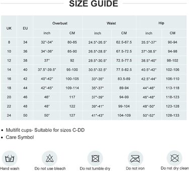 Купальник жіночий Badeanzug, суцільний з V-подібним вирізом, push-up, з рюшами, для корекції фігури, великі розміри (46, PP)