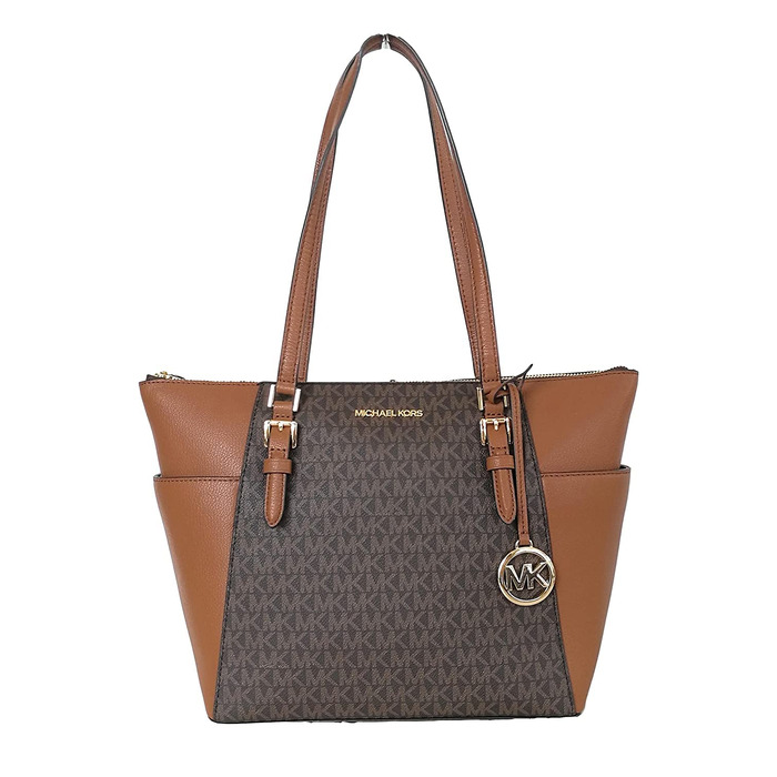 Жіноча сумка-тоут Michael Kors Charlotte Signature Large Top Zip Tote, коричнева