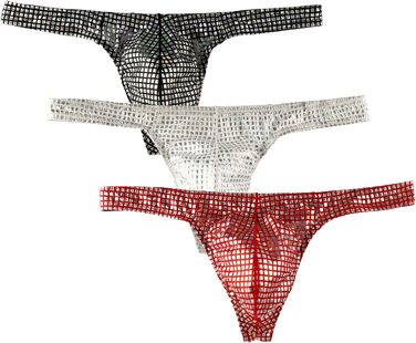Танга чоловічі Detwen, блискучі, 3 шт. - сексуальна білизна для чоловіків