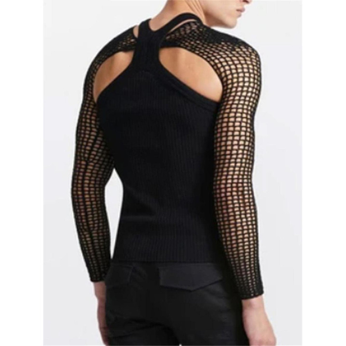 Чоловіча футболка Deepsko з прозорою сіткою та вирізами, комплект з двох частин для вечірок