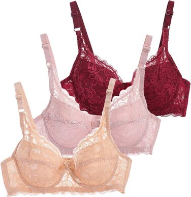 3 шт. комплект бюстгальтерів для дівчат CSWH з кісточками, мереживний комплект бюстгальтерів з регульованим пуш-ап, сексуальний бюстгальтер для підлітків, дихаючий, м'який, зручний, Y2K, спідня білизна, бюстгальтер для щоденного використання (бежевий+роже