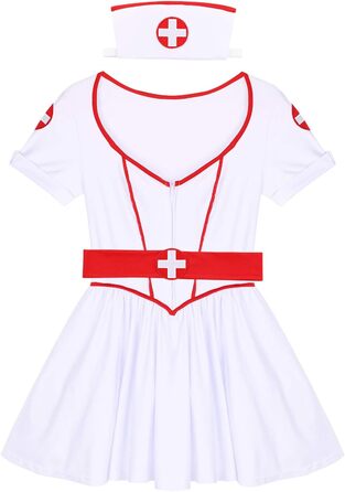 Костюм медсестри Freebily: сексуальний набір для косплею, карнавалу та Хелловіну. Білий комплект, babydoll, нічна сорочка, XXL