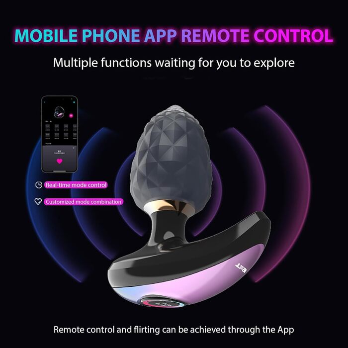 Анальний вібратор для жінок та чоловіків з 12 режимів, 5 інтенсивностей та керуванням через додаток. Стимуляція простати, 5D-діамантова текстура. Іграшки для пар.