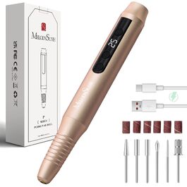 Професійний бездротовий апарат для манікюру та педикюру MelodySusie PC180G, електрична пилка для нігтів 25000 об/хв, 25 рівнів швидкості, LED-дисплей (Золотий)