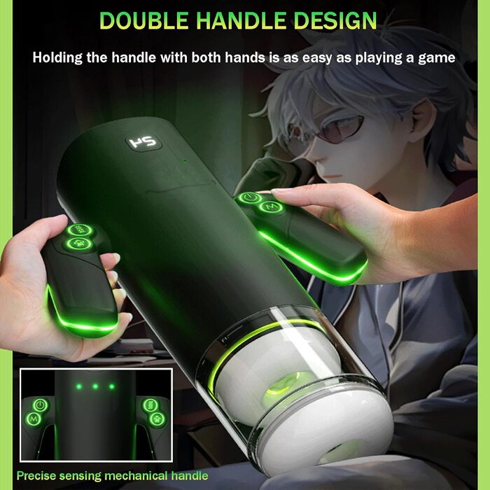 Електричний мастурбатор для чоловіків з подвійним руків'ям, 5 режимів всмоктування, 5 телескопічних відстаней та 10 вібрацій, реалістична 3D-структура вагіни