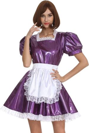 Квіткове PVC-плаття для перевдягання з квадратним вирізом, фіолетове, 3XL