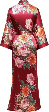 Кимоно-халат BABEYOND великого розміру з квітковим принтом, сатин, великий розмір, для вечірок, бордовий колір