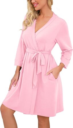 Жіночий халат PrinStory Kimono 3/4 рукави, чорний/рожевий (M) - легкий халат для дому