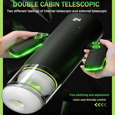 Електричний мастурбатор для чоловіків з подвійним руків'ям, 5 режимів всмоктування, 5 телескопічних відстаней та 10 вібрацій, реалістична 3D-структура вагіни
