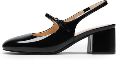 Жіночі туфлі Mary Jane DREAM PAIRS на низьких масивних підборах, закритий квадратний носок, slingback, чорні човники для офісу та вечірок, 40 EU