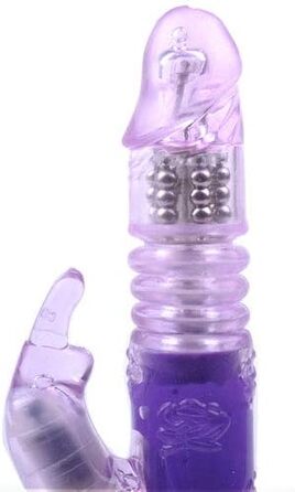 Вібратор PleasureBoxxx Rampant Rabbit з ротаційними перлами, стимулятор клітора, фіолетовий