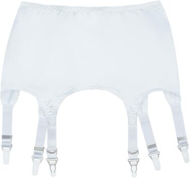 Вінтажний пояс Luxallacki з 6 ремінцями, металевою застібкою, гладким атласом та квітковою мереживом, елегантний британський пояс для панчіх (Білий, 46)