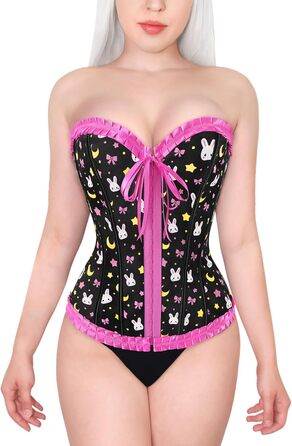 Кросет з мережива LittleForBig для жінок з шнурівкою, повномірний бюст, корсаж, бодішейпер, топ (4XL, Рожевий)