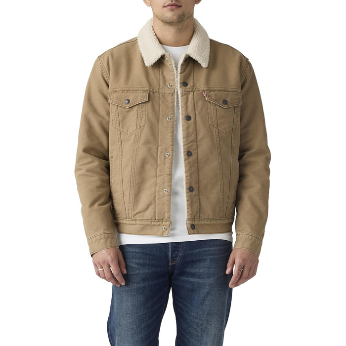 Чоловіча джинсова куртка Levi's Sherpa Trucker з підкладкою з шерпи, колір Ermine, розмір L