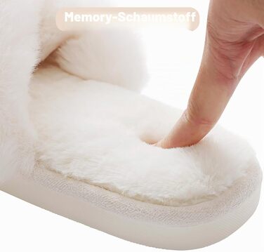 Жіночі плюшеві капці Evshine з ефектом пам'яті (Memory Foam), відкриті пальці, білі, розмір 40/41 EU