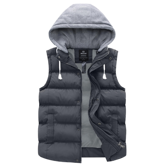 Чоловічий зимовий жилет Wantdo Outdoor з капюшоном, стібаний, сірий (розмір M)