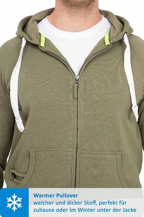 Чоловіча толстовка на блискавці з капюшоном Happy Clothing, тепла флісова кофта з бавовни, Regular Fit, оливкова