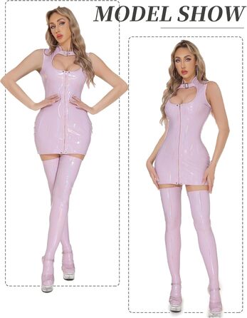 Латексна сукня для жінок Wetlook, сукня з лаку для жінок, латексний catsuit для жінок - L (фіолетовий)