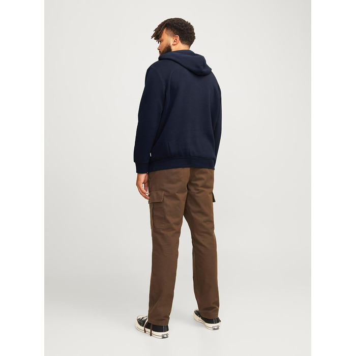 Чоловічий теплий худі з принтом JACK & JONES Basic JJEOGO, колір Dusty Olive (великі розміри 8XL)