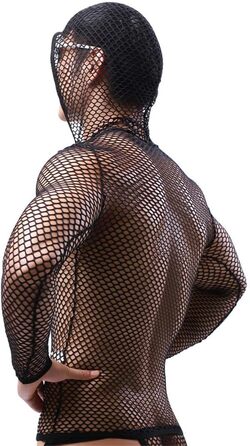 Чоловічі прозорі футболки з капюшоном, сітка, довгі рукави, фітнес, спорт, клубний стиль, для танців, білий M