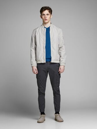 Чоловічий в'язаний светр Jack & Jones однотонний, синій (Classic Blue), розмір S