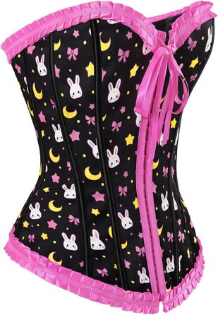 Кросет з мережива LittleForBig для жінок з шнурівкою, повномірний бюст, корсаж, бодішейпер, топ (4XL, Рожевий)