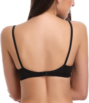 Чорний мереживний балконетний бюстгальтер Wingslove 85B з кісточками, м'який, з сіткою, без вставок