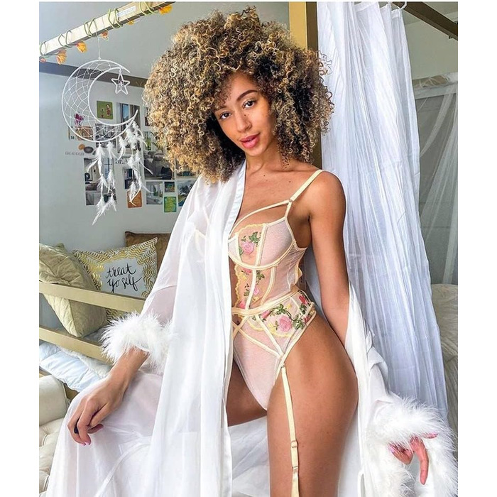 Жіночий комплект спідньої білизни: бюстгальтер, труси, боді з підтяжками, квітковий дизайн, розмір XL, колір A