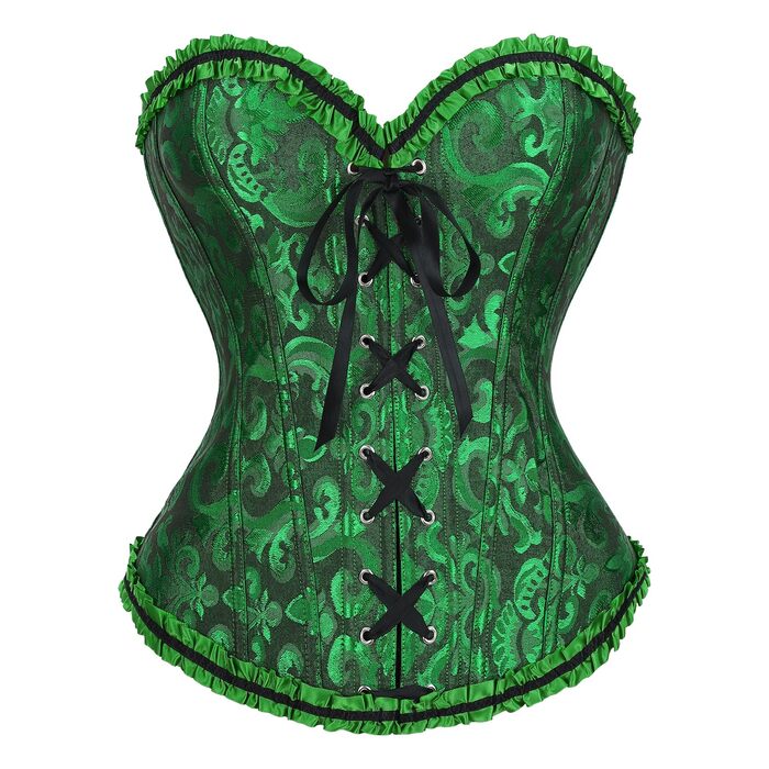 Корсетний топ для жінок TRIWORKS, сатиновий шнурівка-корсет Bustier для талії, святковий одяг для карнавалу та Різдва, чорний та зелений, розмір XXL