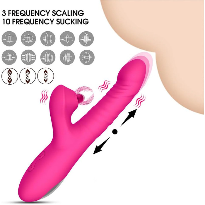 Вібратор для жінок Xuomt 2-в-1 Кролик з вібрацією та шоком, 10 режимів вібрації, 3 режими шоку, анальний вібратор, для пар (жовтий)