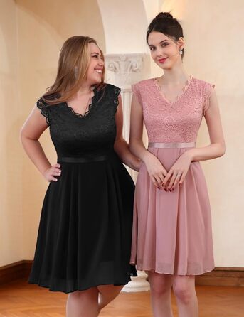 Елегантна коктейльна сукня Dressystar для гостей весілля, довжина до коліна, чорна, розмір XL