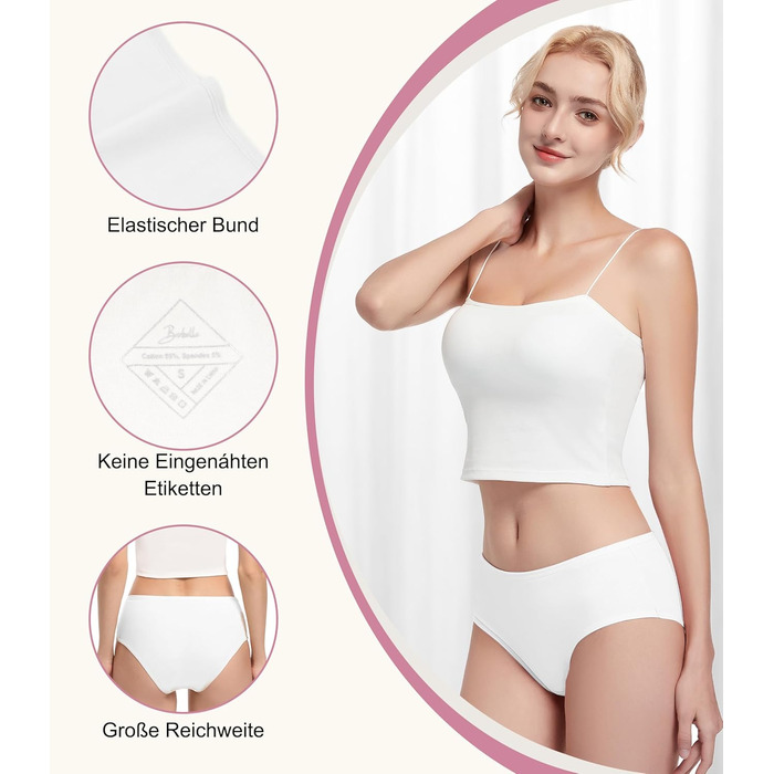 Бобель: 5 трусиків у пачці, бавовна, дихаюча тканина, м'які жіночі трусики-сліпи, еластичні (S-XXL), білі (XL)