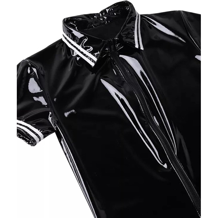 Комбінезон чоловічий лакований шкірозамінник PVC з довгим блискавкою, чорний, розмір L