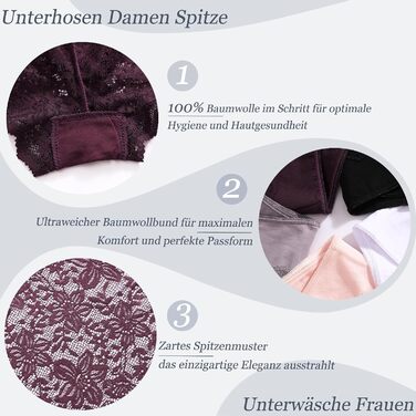 5 пар жіночої білизни: сексуальні панчіхи, трусики з мереживом, боксерки з бавовни, великі розміри S-3XL, чорний/бежевий/пудровий/фіолетовий/білий