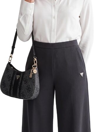 Жіноча сумка-кросбоді GUESS Noelle II Top Zip Shoulder Bag з логотипом, колір Coal