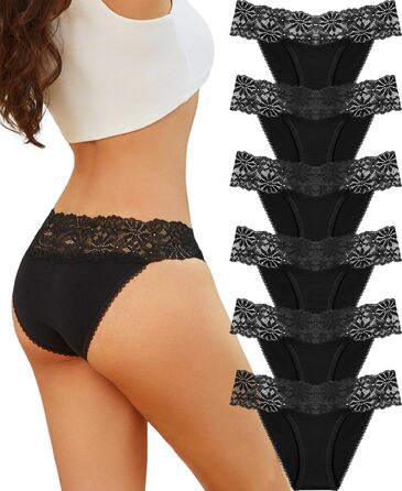 6-Piece Set жіночих трусиків: бавовна, мереживо, дихаючі, комфортні. Multipack S-M