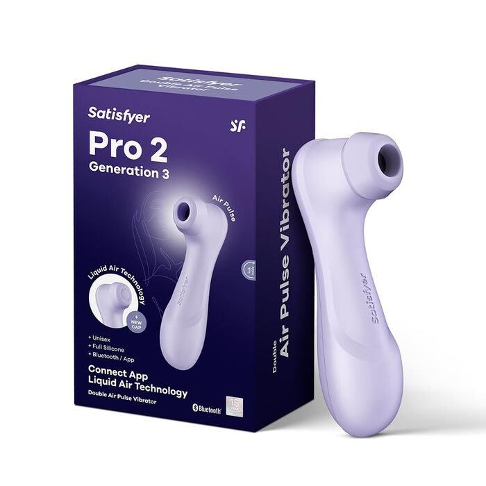 Вібратор Satisfyer Pro 2 Gen 3 з підключенням через APP | Технологія Liquid-Air | Тиха та потужна стимуляція клітора | Вібратор-пружина з вібрацією | Іграшка для дорослих, подарунок для жінок | Д*лдо (фіолетовий)