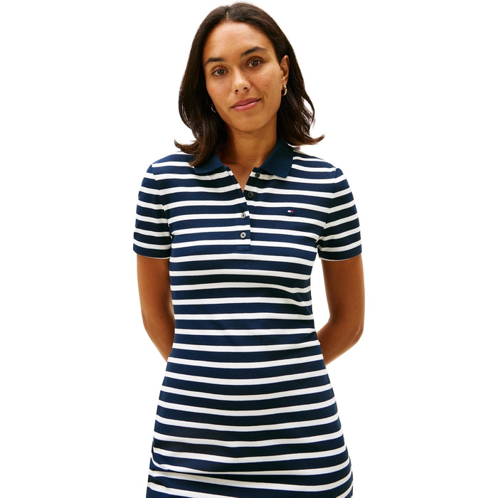 Поло Tommy Hilfiger 1985 Sim Pique, жіноче, темно-синій (Navy / Ecru), розмір XXS