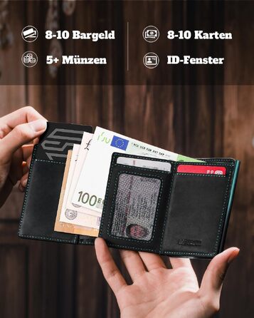 Стильний чоловічий тонкий гаманець DODENSHA MagSnap з монетницею, RFID захистом та магнітним застібкою, на 10+ карток (Чорний, Небесно-блакитний)