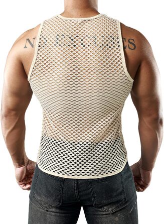 Чоловіча сітка-майка JOGAL з прозорою вставкою, бежевого кольору (S)