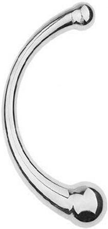 Анальний дildo з нержавіючої сталі з двома наконечниками для пар, масаж G-точки, сталевий фетиш, L, сріблястий