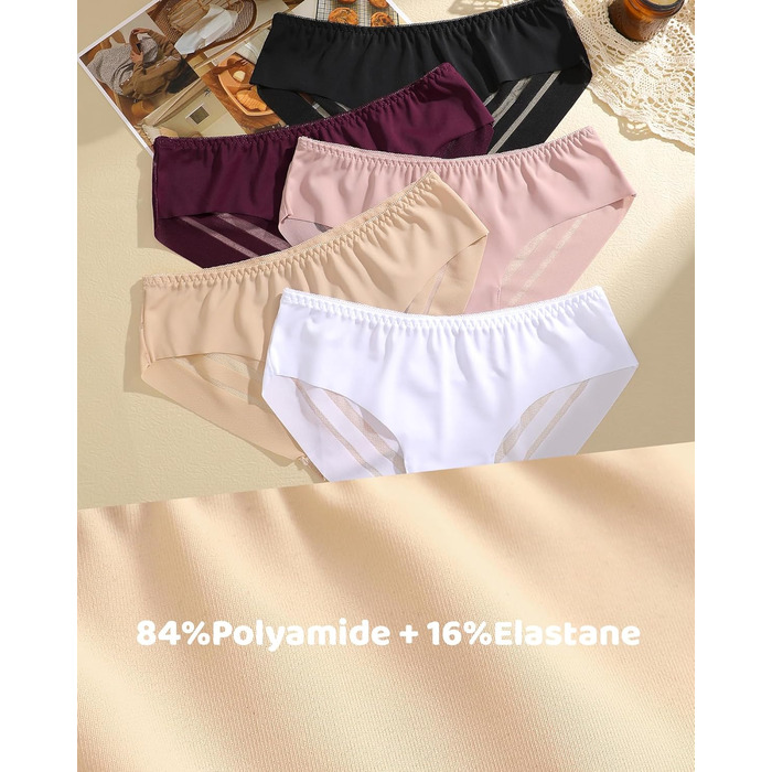 5 шт. комплект жіночих трусиків з мереживом, безшовні труси для жінок, сексуальна білизна, труси з мереживом, дихаюча білизна, S-XL, чорний/білий/кремовий/рожевий/темно-фіолетовий