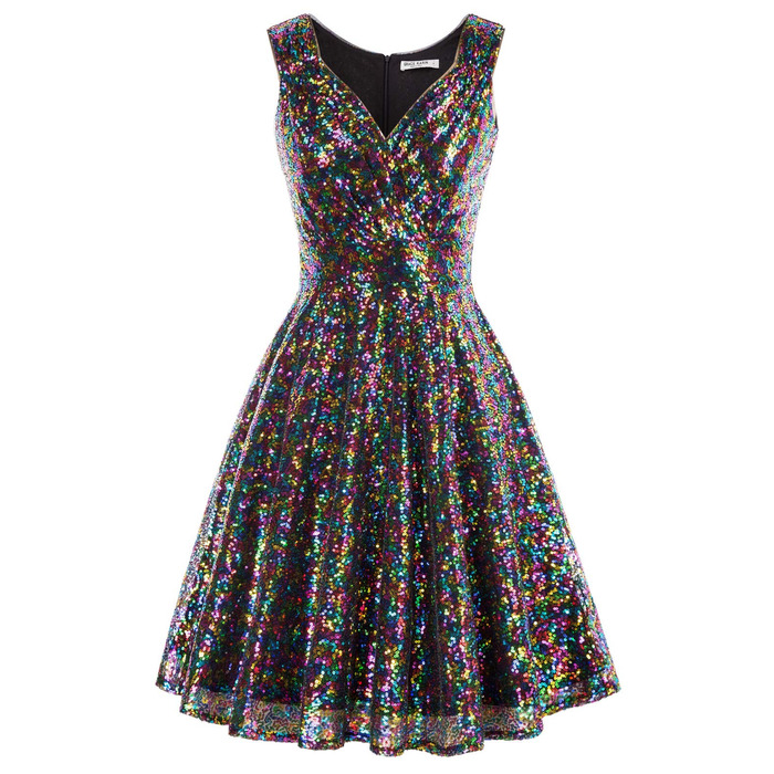 Сукня Grace Karin Daen Perlen Кльош середньої довжини в стилі ретро Rockabilly, складки (XL, CL061-10)