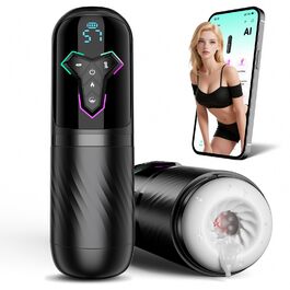 Мастурбатор для чоловіків KI-Interaktion з 10 вібраціями, 7 режимами розтягування та 5 режимами стимуляції. Секс-іграшка з підігрівом та керуванням через APP