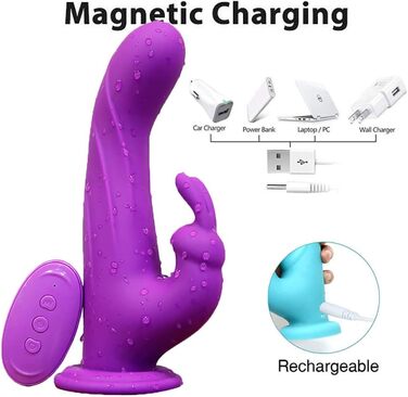 Вібратор для жінок NAIXBTY Rabbit з двома моторами, для стимуляції G-точки, силікон, водонепроникний, тихий, блакитний