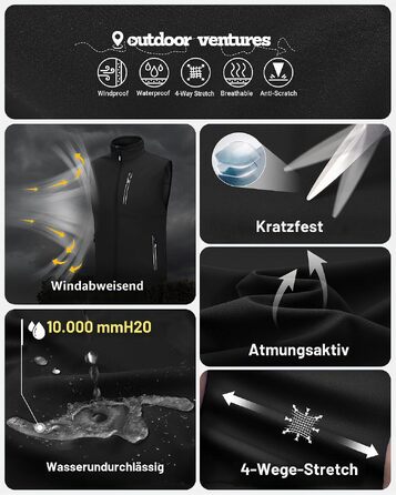 Чоловічий софтшелл жилет Outdoor Ventures для велосипеда та активного відпочинку, водонепроникний, XL, чорний