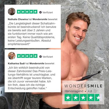 Електрична зубна щітка WonderSmile Schallzahnbürste Pro IPX8, 4 режими роботи, з зарядною станцією та смарт-насадкою, Ultimate Black