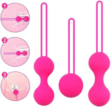 3 шт. Вагінальні кульки-перлини з силікону для жінок. Силіконовий кегель-кегль. Симулятор вагіни. Тренажер для підтяжки (Вишневий)